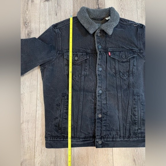 Levi Sherpa Jacket Streetwear Bikercore Trucker Bomber Winter Denim-L - Picture 5 of 7